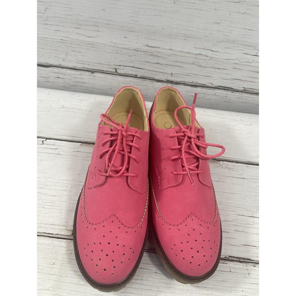 Journee Collection Claudiya Shoes Womens Size 9 Pink Faux Suede Oxford Flats - Picture 7 of 14